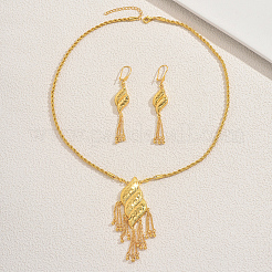 Brass Rhombus Tassel Earrings & Necklaces Sets for Women&nbsp;ZK8353