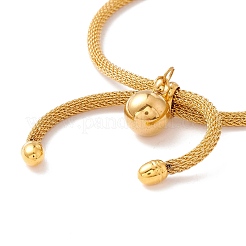 PVD Vacuum Plating 304 Stainless Steel Round Charm Slider Bracelet with Round Mesh Chain for Women&nbsp;BJEW-C013-02G