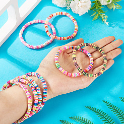 8Pcs Handmade Polymer Clay Heishi Beads Beaded Bracelet Sets&nbsp;BJEW-TAC0030