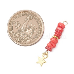 Nuggets Dyed Natural Freshwater Shell Beads with Alloy Star Pendants&nbsp;PALLOY-JF05031
