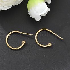 304 Stainless Steel C-shaped Hoop Circle Ball Stud Earrings&nbsp;STAS-K204-04G