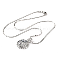 Brass Micro Pave Cubic Zirconia Yin-yang Pendant Necklaces&nbsp;NJEW-K273-01P