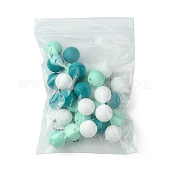 30Pcs 3 Colors Silicone Beads Round Rubber Bead 15MM Loose Spacer Beads for DIY Supplies Jewelry Keychain Making&nbsp;SIL-FS0001-01E