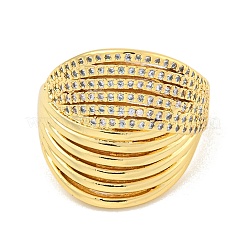 Rack Plating Brass Micro Pave Clear Cubic Zirconia Wide Cuff Rings for Women&nbsp;RJEW-C103-09G