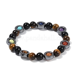 Natural & Synthetic Mixed Gemstone Beaded Stretch Bracelets for Women Men&nbsp;BJEW-Q031-01A
