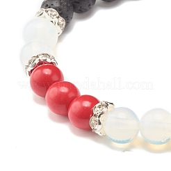 Natural Lava Rock & Opalite & Gemstone Stretch Bracelet&nbsp;BJEW-JB07712