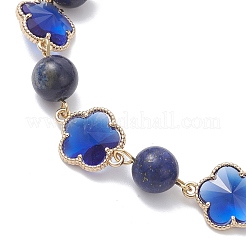 Glass & Natuarl Lapis Lazuli Slider Bracelets&nbsp;BJEW-JB12898-01