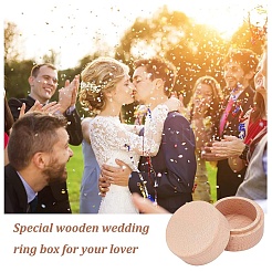 1Pc Round Beechwood Jewelry Storage Gift Box with Lid&nbsp;CON-YW0001-85