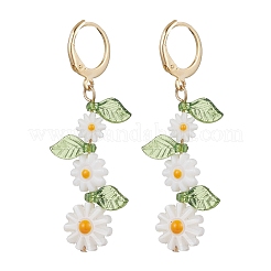 Flower Natural Freshwater Shell Leverback Earrings&nbsp;EJEW-JE06338-02