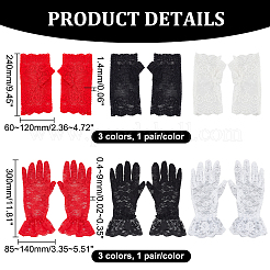6 Pairs 6 Style Flower Pattern Lace Gloves&nbsp;AJEW-GA0006-10
