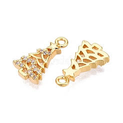 Christmas Theme Brass Micro Pave Clear Cubic Zirconia Pendants&nbsp;KK-T073-19G