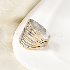 Multi-layer 304 Stainless Steel Cuff Open Rings&nbsp;RJEW-P192-07A