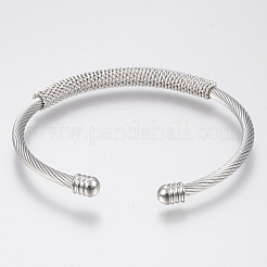 Tarnish Resistant 304 Stainless Steel Cuff Bangles Torque Bangles&nbsp;BJEW-H570-31P