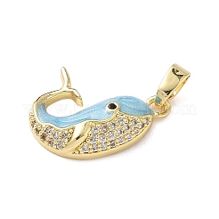 Brass Micro Pave Cubic Zirconia Pendants&nbsp;KK-P334-23G-01