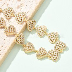 Brass Micro Pave Clear Cubic Zirconia Link Chain Bracelets&nbsp;BJEW-M053-02G