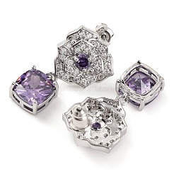 Rack Plating Brass Micro Pave Cubic Zirconia Dangle Stud Earrings&nbsp;EJEW-I304-12P-01