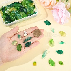 140Pcs 14 Styles Autumn Theme Two-Tone Transparent Glass Charms&nbsp;GLAA-YW0005-06