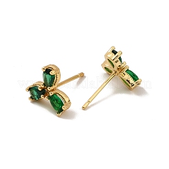Emerald Rhinestone Leaf Stud Earrings&nbsp;EJEW-M209-03G