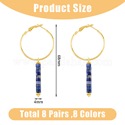 8 Pair 8 Style Natural & Synthetic Mixed Gemstone Beaded Column Drop Earrings&nbsp;EJEW-AB00040