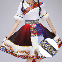 Ethnic Style Embroidery Polyester Ribbons&nbsp;OCOR-WH0070-04C