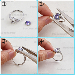 4Pcs 4 Styles Brass Micro Pave Cubic Zirconia Adjustable Rings Settings&nbsp;KK-BBC0024-14B