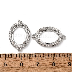 Oval Brass Micro Pave Clear Cubic Zirconia Connector Cabochons Settings&nbsp;KK-NH0007-03P