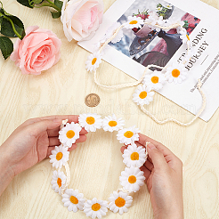 2Pcs Cloth Small Sunflowe Wreath Headband&nbsp;OHAR-CP0001-20B