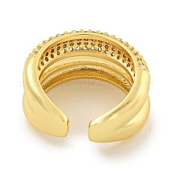 Rack Plating Brass Micro Pave Cubic Zirconia Open Cuff Ring for Women&nbsp;RJEW-C082-12G