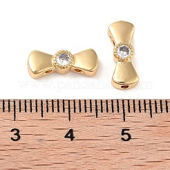 Brass Pave Clear Cubic Zirconia Bowknot Multi-Strand Links&nbsp;KK-B102-37A-01G