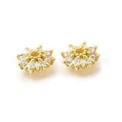 Flower Brass Clear Cubic Zirconia Bead Caps&nbsp;KK-V008-08A-G