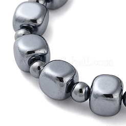 Cube & Round Synthetic Terahertz Stone Beaded Stretch Bracelets for Women Men&nbsp;BJEW-F471-03