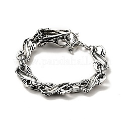 Men's Alloy Infinity Link Chain Bracelet with Dragon Head Clasp&nbsp;BJEW-A129-06AS