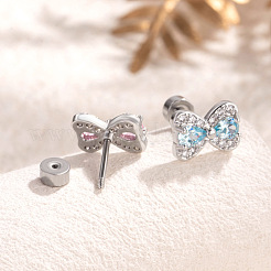 304 Stainless Steel Cubic Zirconia Stud Earrings&nbsp;FS-WGE3C70-03