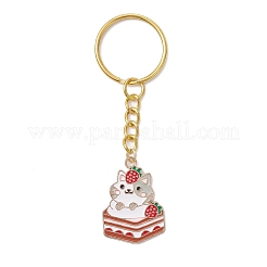 Strawberry Cat Alloy Enamel Pendant Keychain&nbsp;KEYC-JKC00575