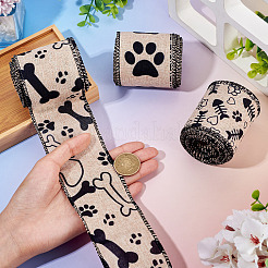 3 Rolls 3 Styles Paw Print Theme Polyester Ribbons&nbsp;SRIB-TA0001-32C