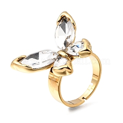 304 Stainless Steel Micro Pave Cubic Zirconia Finger Rings for Women&nbsp;RJEW-A100-01G