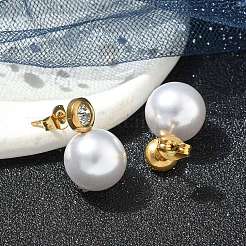 Ion Plating(IP) 304 Stainless Steel Round Stud Earrings&nbsp;EJEW-C099-17D