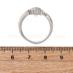 Brass Micro Pave Cubic Zirconia Adjustable Open Cuff Rings for Women&nbsp;RJEW-A072-03P
