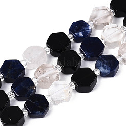 Natural Obsidian & Sodalite & Quartz Crystal Beads Strands&nbsp;G-N358-03A-02