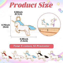 50Pcs 5 Colors Alloy Enamel Pendants&nbsp;ENAM-YW0008-33