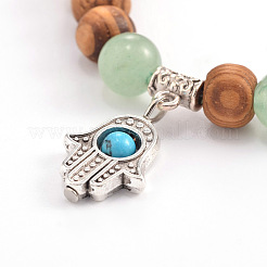 Wood Beaded Stretch Charm Bracelets&nbsp;BJEW-JB01830