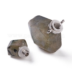 Rhombus Natural Labradorite Perfume Bottle Pendants&nbsp;G-H241-01E-P