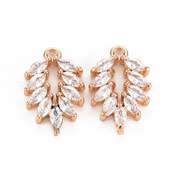 Rack Plating Brass Micro Pave Clear Cubic Zirconia Pendants&nbsp;X-KK-T060-33-RS