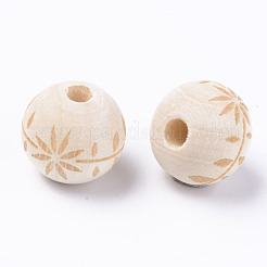 Unfinished Natural Wood European Beads&nbsp;LS-WOOD-S057-014B