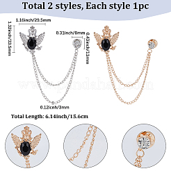 2Pcs 2 Colors Men's Alloy Brooch Lapel Pin&nbsp;JEWB-SP0001-05