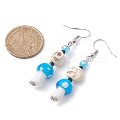 4 Pairs Dyed Synthetic Turquoise and Handmade Lampwork Beads Earrings&nbsp;EJEW-TA00417