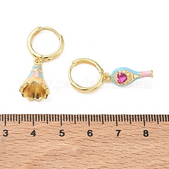 Brass Micro Pave Cubic Zirconia Dangle Hoop Earrings for Women&nbsp;EJEW-A168-07G-02