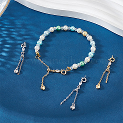4Pcs 2 Colors Alloy & Brass Chain Extender with Cubic Zirconia&nbsp;FIND-PH0017-99