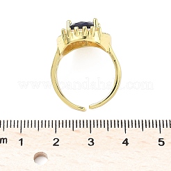 Brass Micro Pave Cubic Zirconia Adjustable Cuff Open Rings for Women&nbsp;RJEW-C131-01G