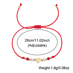 Adjustable Brass & Imitation Pearl Beads Braided Bead Bracelets&nbsp;LE7320
